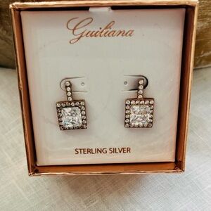 Sterling Silver Rose-gold Plated Giuliana Halo Cubic Zirconia Earrings Formal